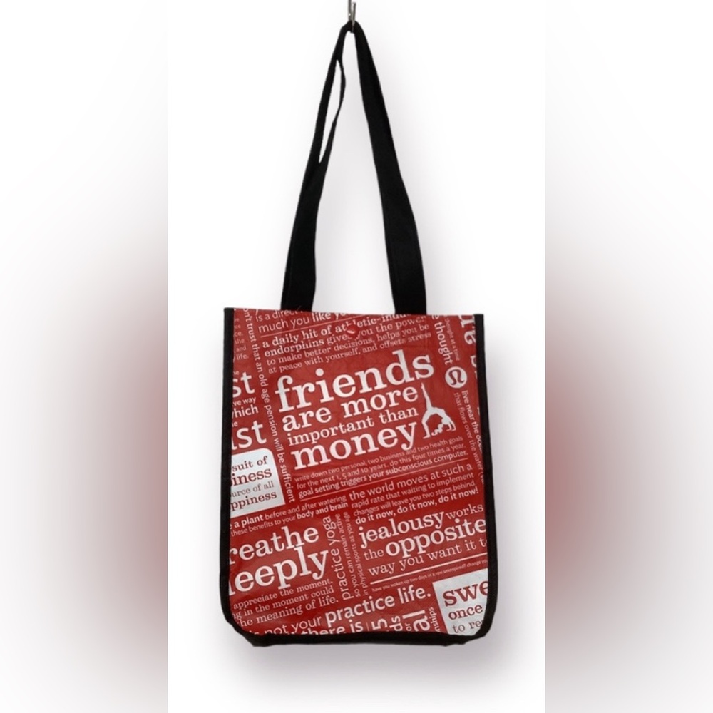 Lululemon Reusable Small Tote “friends are more important than money” - Picture 2 of 6